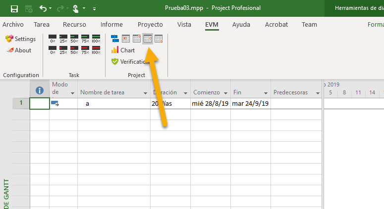 End of two weeks Project AddIn EVM